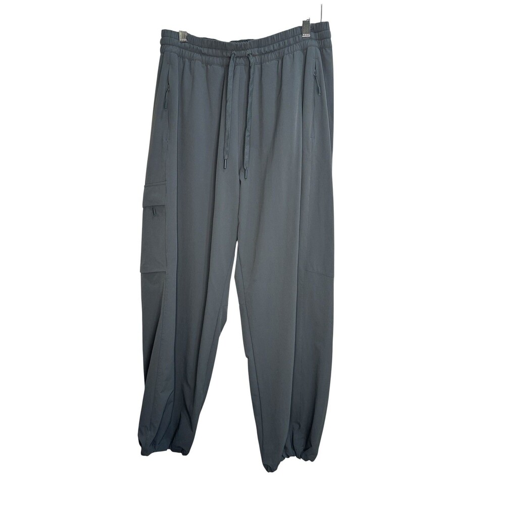 Beyond Yoga Peak Pants Womens Medium Gray Relaxed Jogger Zip Pockets Yoga